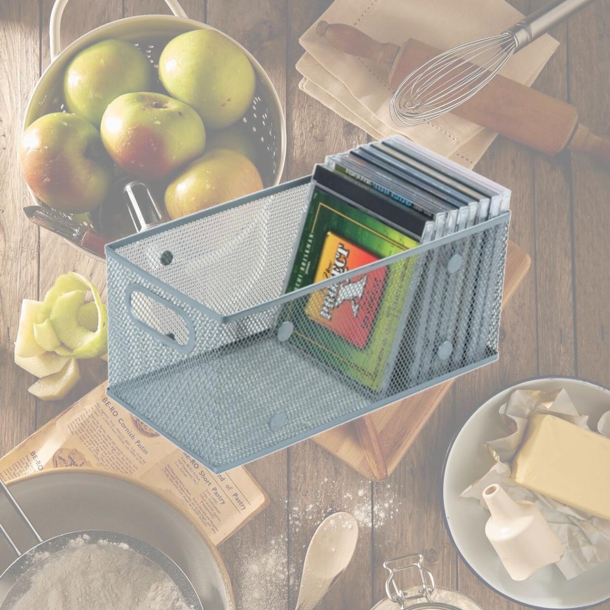 Picture of YBMHome 1118 Silver Mesh Open Bin Storage Basket Dvd Cd Book Holder