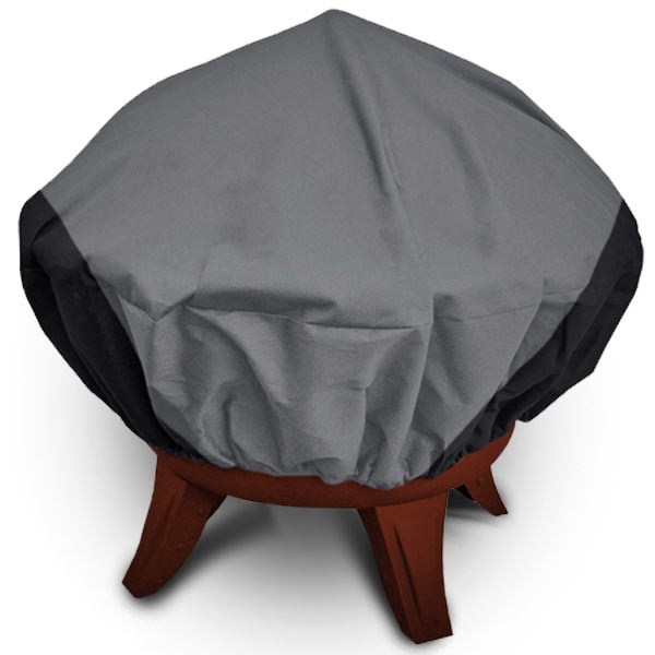 Fire-44 44 Dia. Patio Round Fire Pit Outdoor Cover, Dark Gray With Black Hem