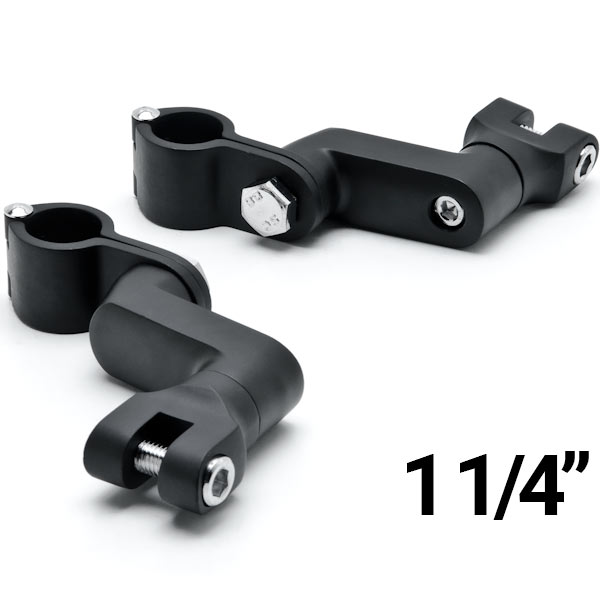 Km032-b 1.25 In. Engine Guard Bowleg Footpeg Clamps For Motorcycles Cruisers Bobbers, Black