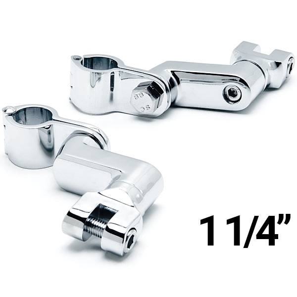 Km032-c 1.25 In. Engine Guard Bowleg Footpeg Clamps For Motorcycle Cruisers Bobbers, Chrome