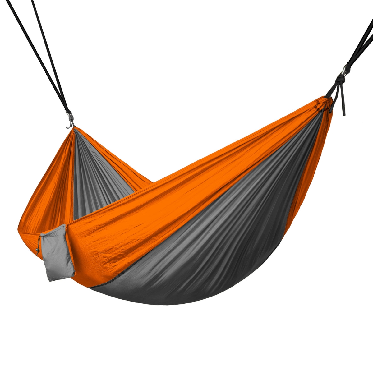 Ham-001 Portable 2 Person Hammock Rope Hanging Swing Fabric Camping Bed - Grey & Orange