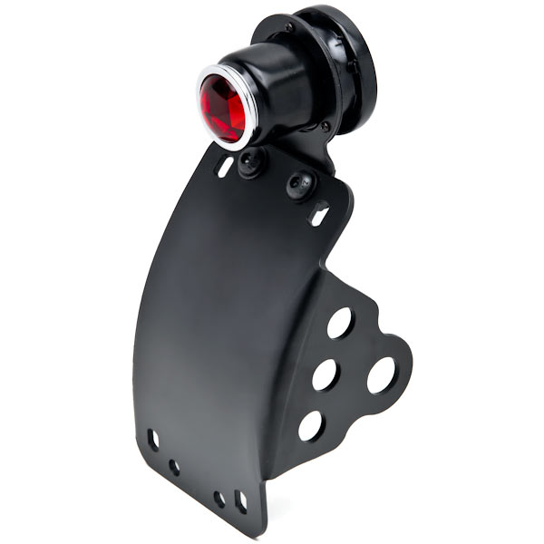 Jbm-8101-b 1 In. Curved Vertical Axle Mounted License Plate Bracket Taillight Cafe Racer, Black