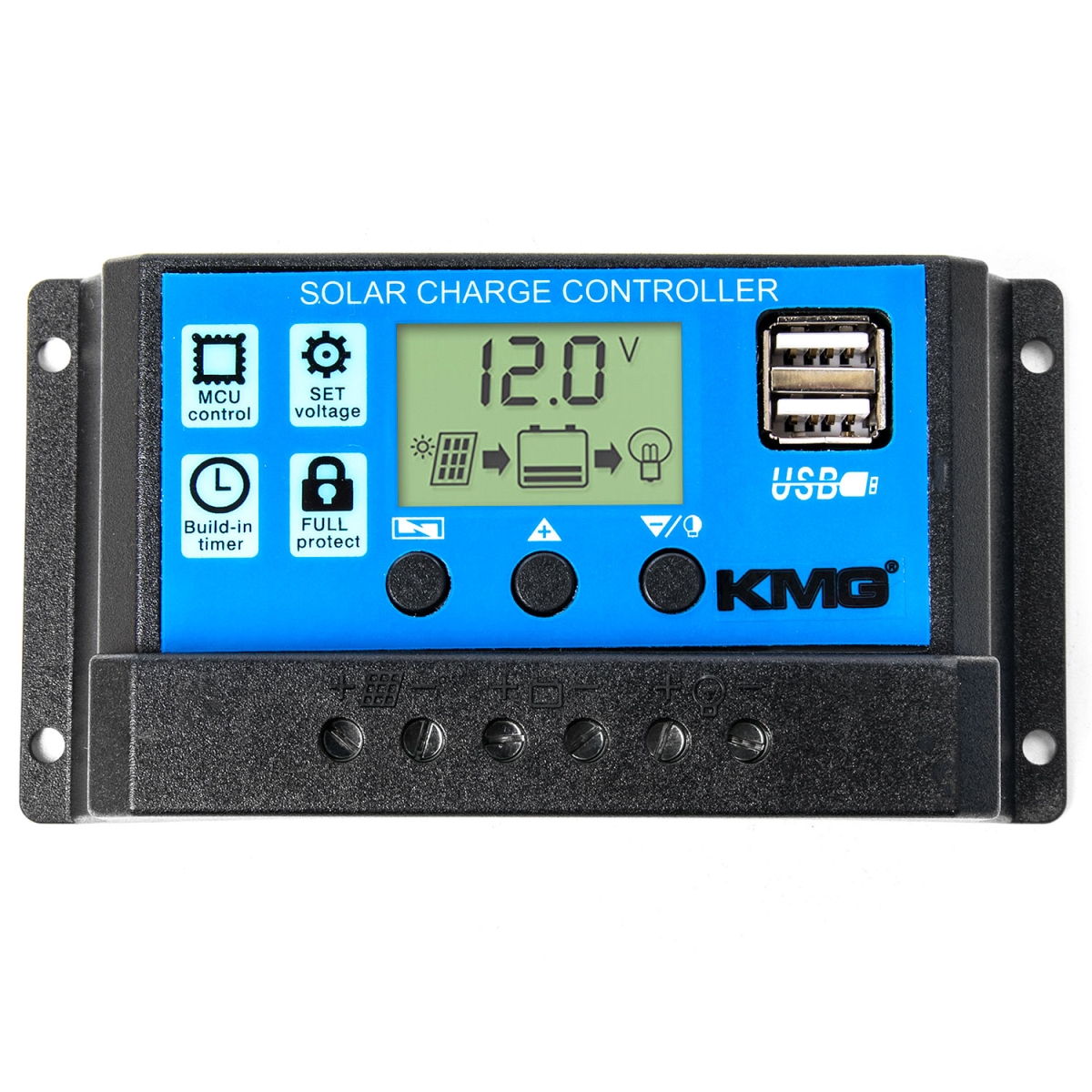 Sp30a 30a Solar Charger Controller 12v-24v Solar Panel Battery Pwm Intelligent Regulator With Dual Usb Port, Lcd Display & Overload Protection