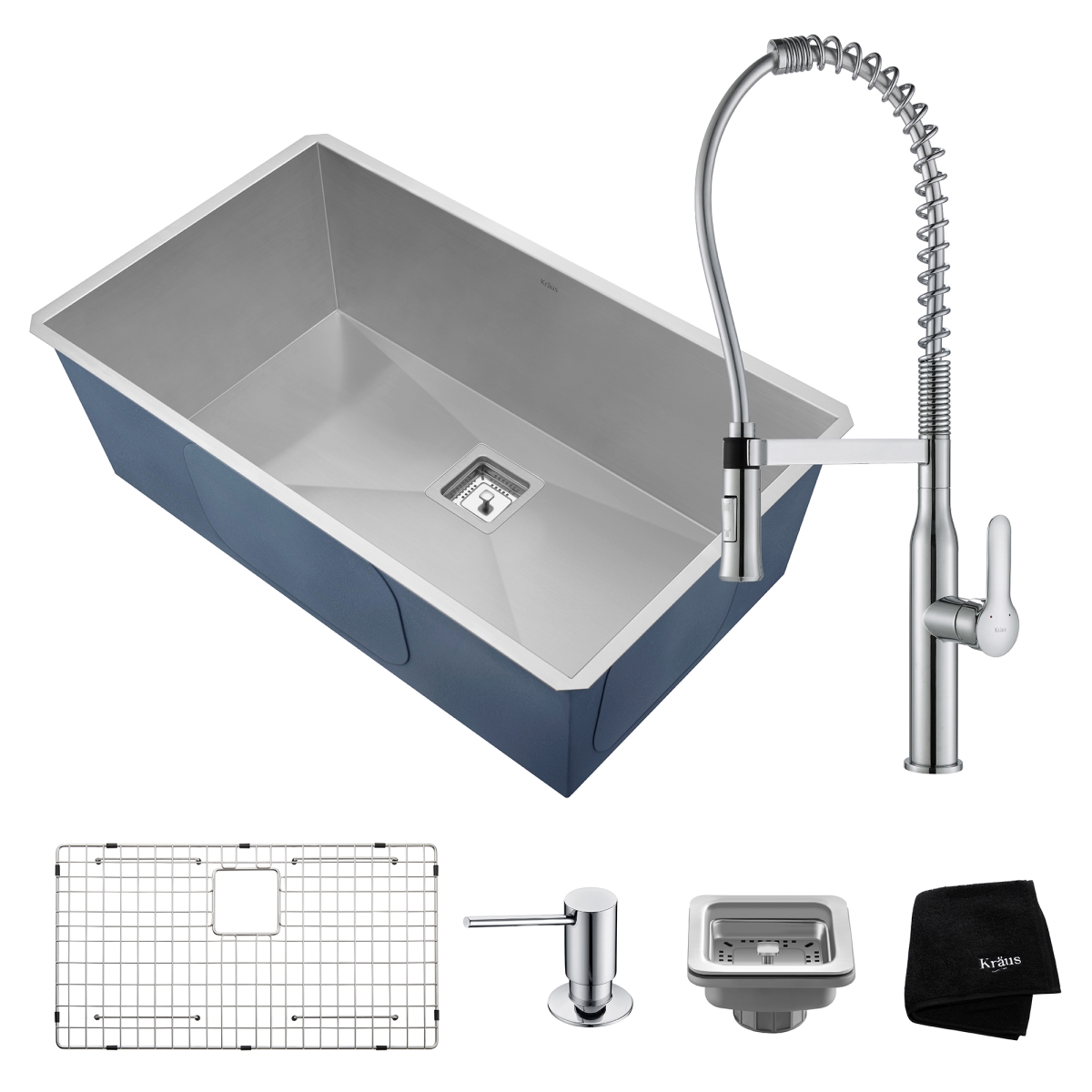 Kraus Khu32-1650-41ch 31 In. Combo With Pax Undermount Stainless Steel Single Bowl & Nola, Chrome