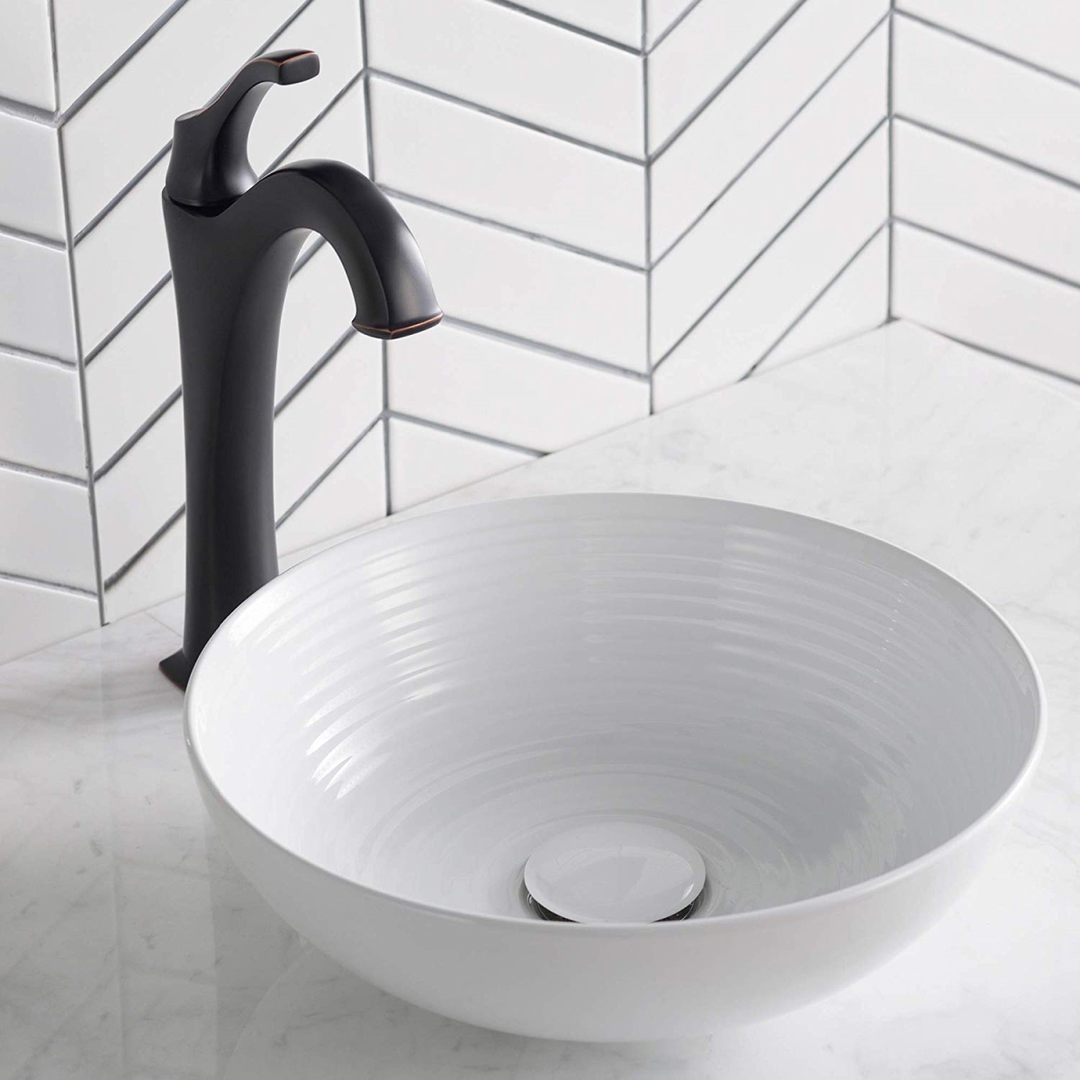 Kraus Kcv-204gwh 13 X 4.37 In. Round Porcelain Ceramic Vessel Bathroom Sink, White
