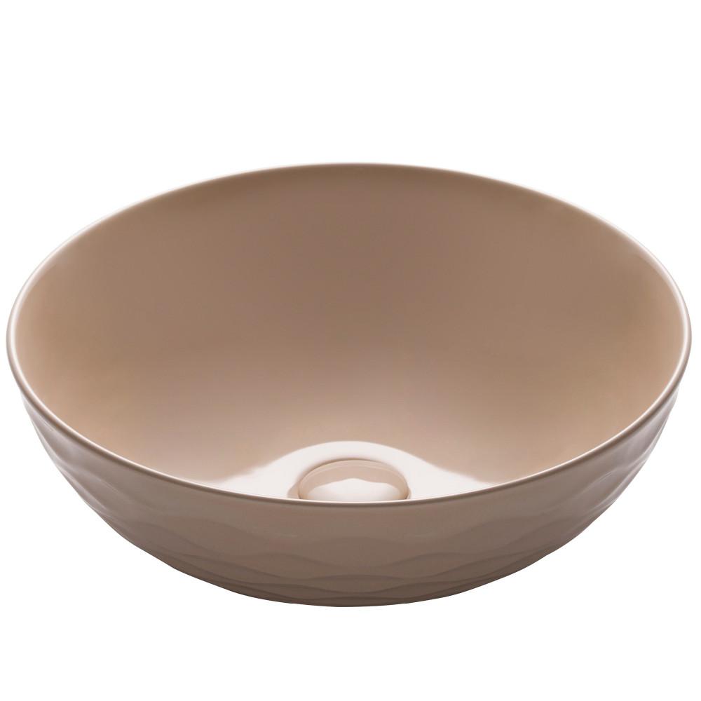 Kraus Kcv-200gbe 16.5 X 5.5 In. Round Porcelain Ceramic Vessel Bathroom Sink, Beige