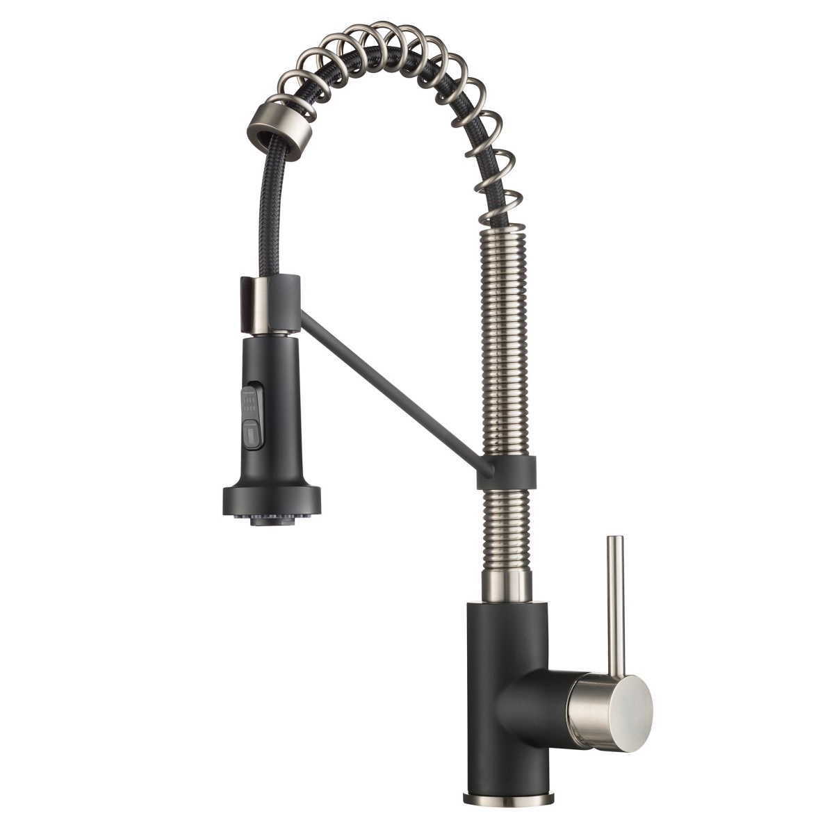 Kraus 18 In. Spot Free Bolden Commercial Kitchen Faucet With Dual Function Pull-down Sprayhead In All-brite - Stainless Steel & Matte Black Finish