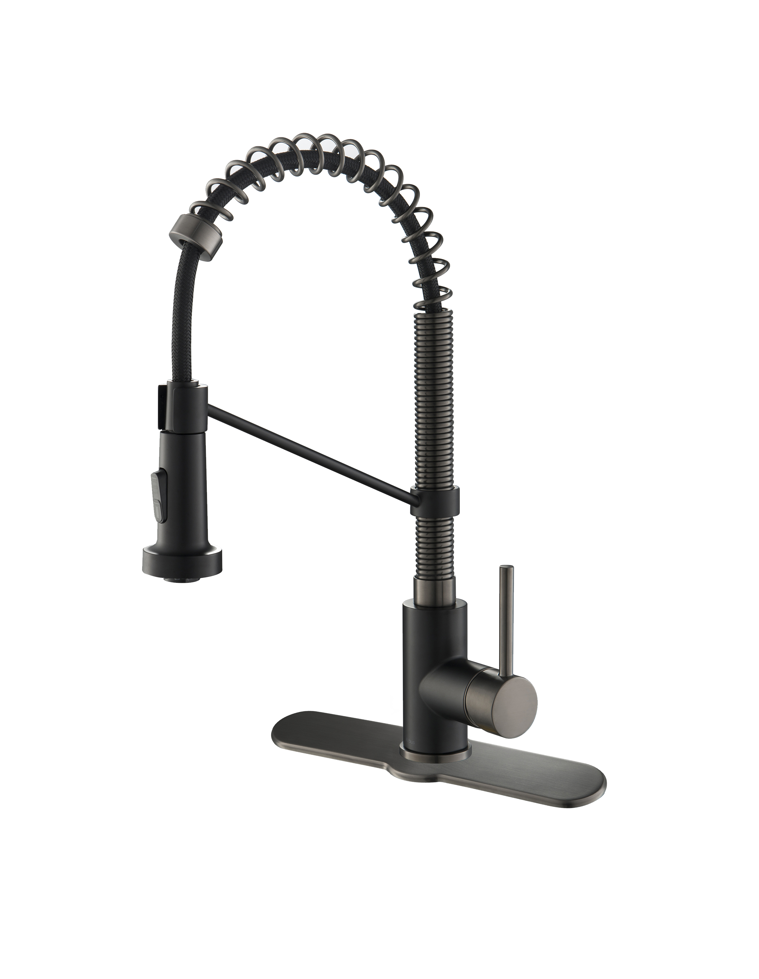 Kraus 18 In. Bolden Single Handle Commercial Kitchen Faucet With Dual Function Pull-down Sprayhead - Matte Black & Black Stainless Steel Finish