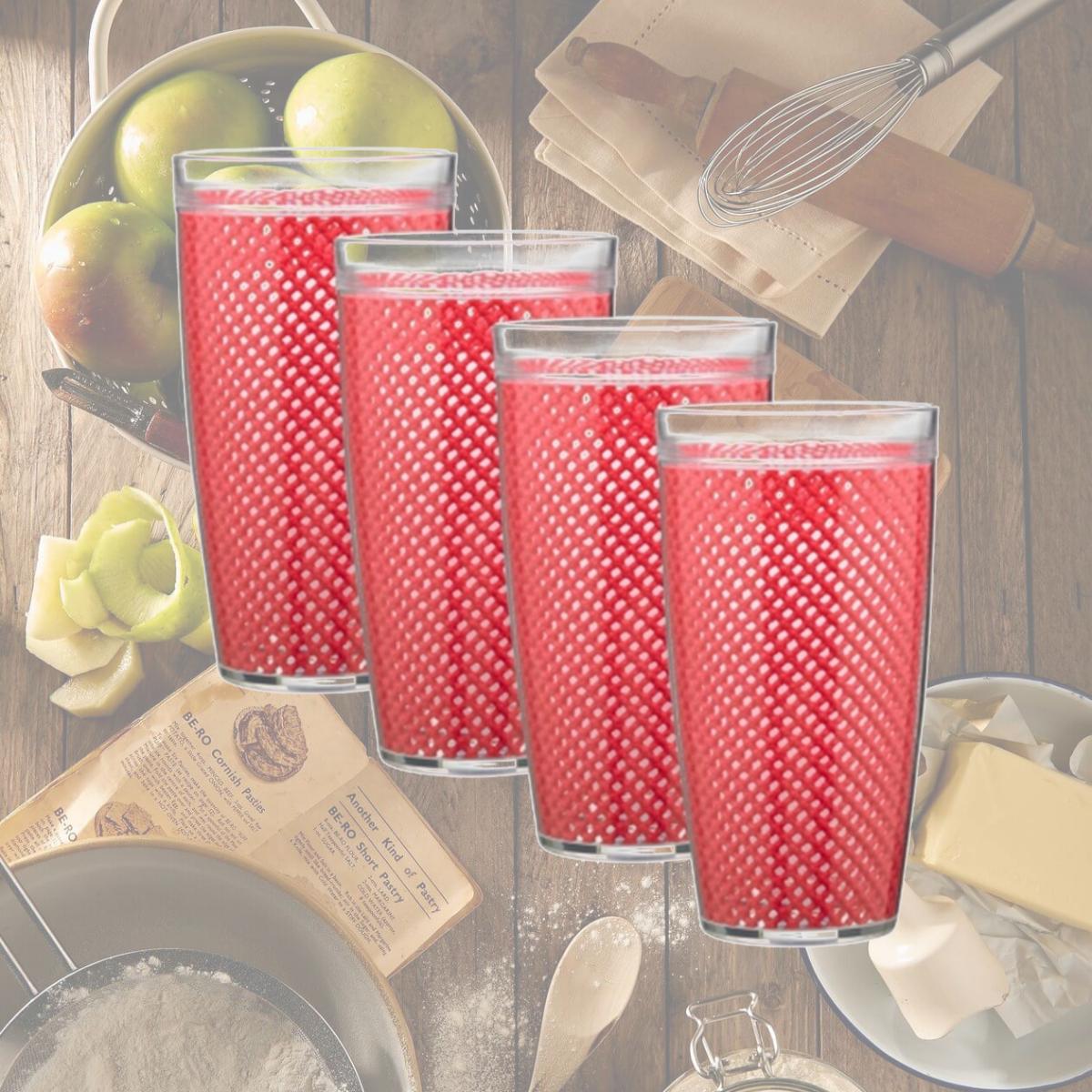Picture of Kraftware 33222 Fishnet 22 Oz Doublewall Drinkware Set/4 Red