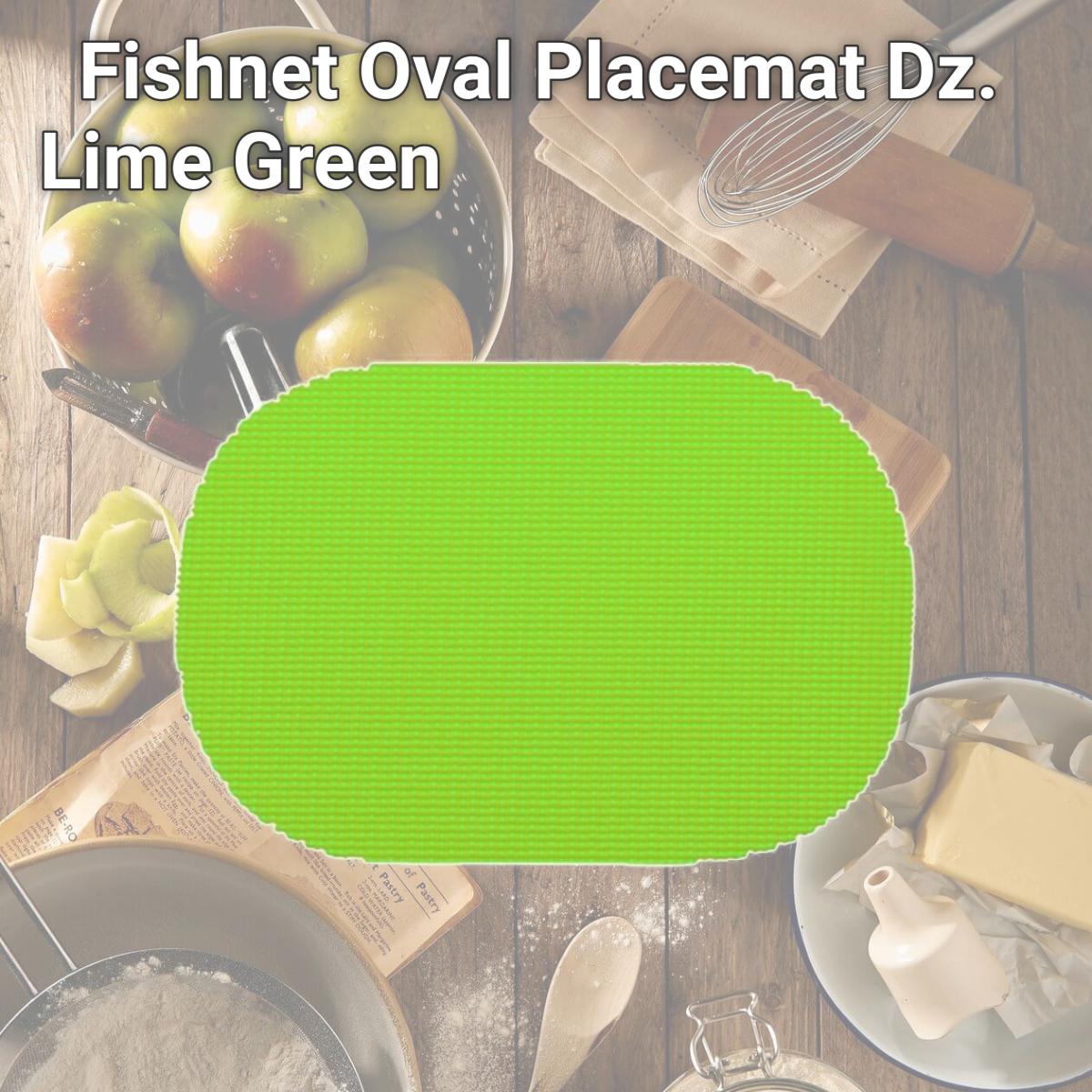 Picture of Kraftware 37636 Fishnet Oval Placemat Dz. Lime Green