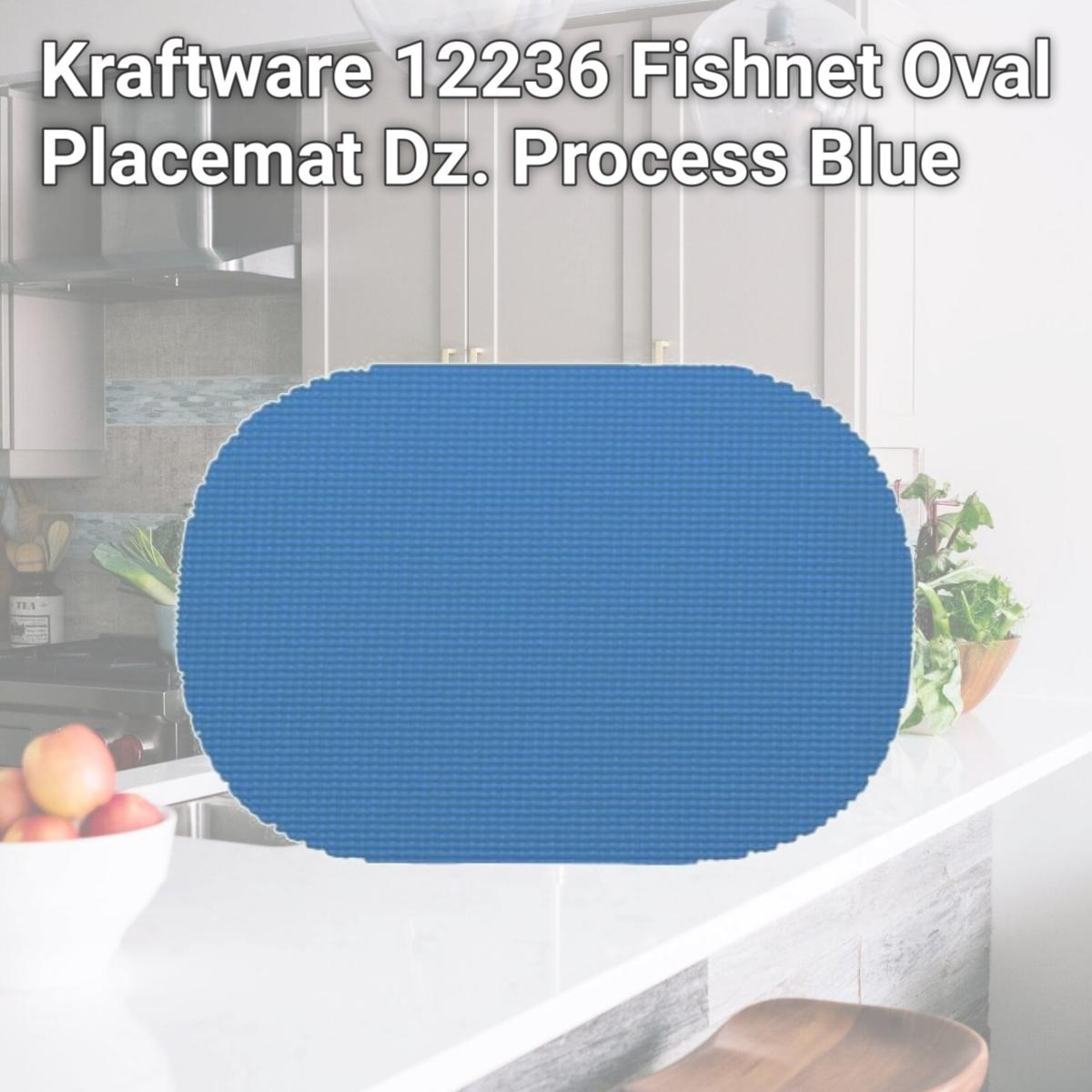 Picture of Kraftware 12236 Fishnet Oval Placemat Dz. Process Blue