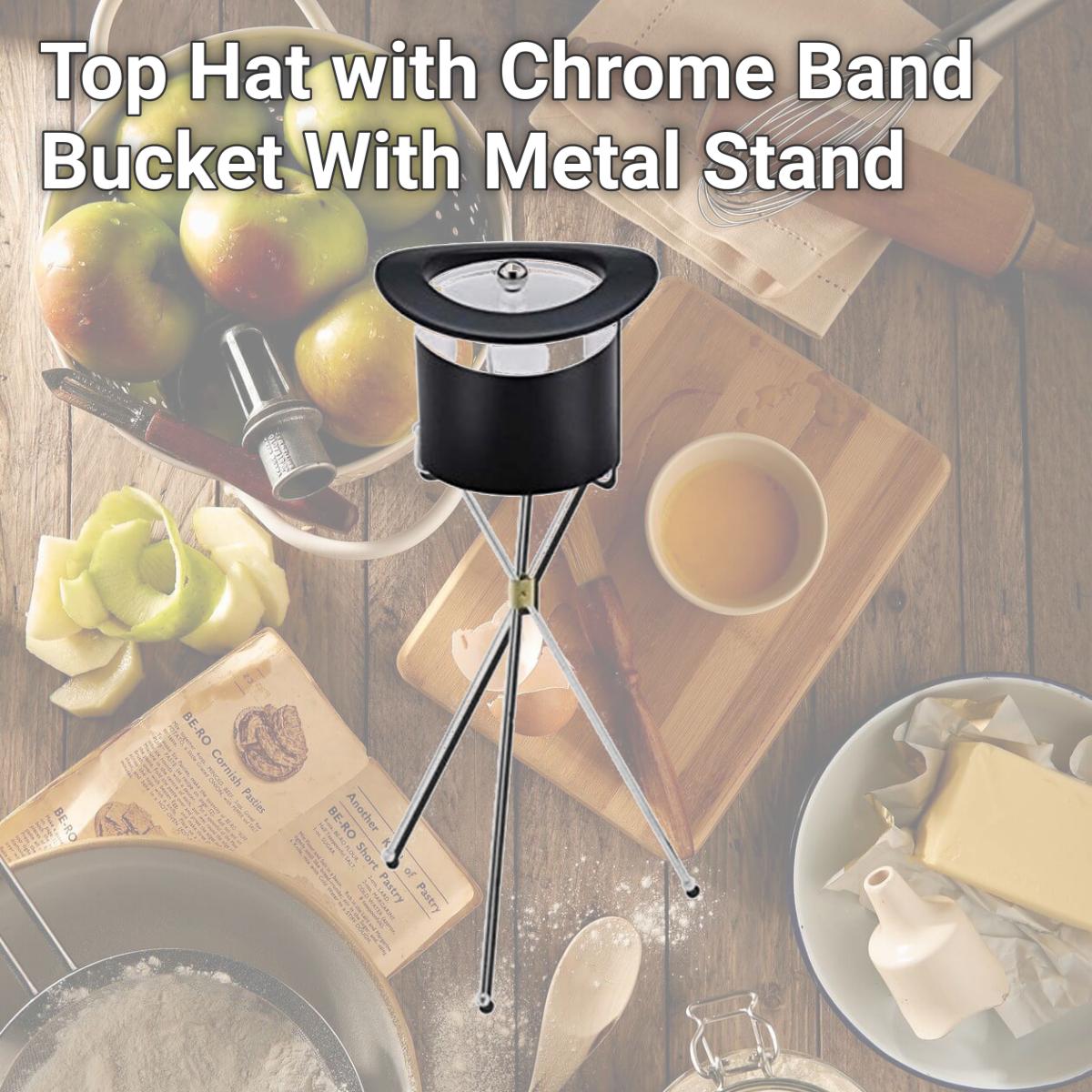 Picture of Kraftware Corp 63176 Top Hat with Chrome Band Bucket With Metal Stand
