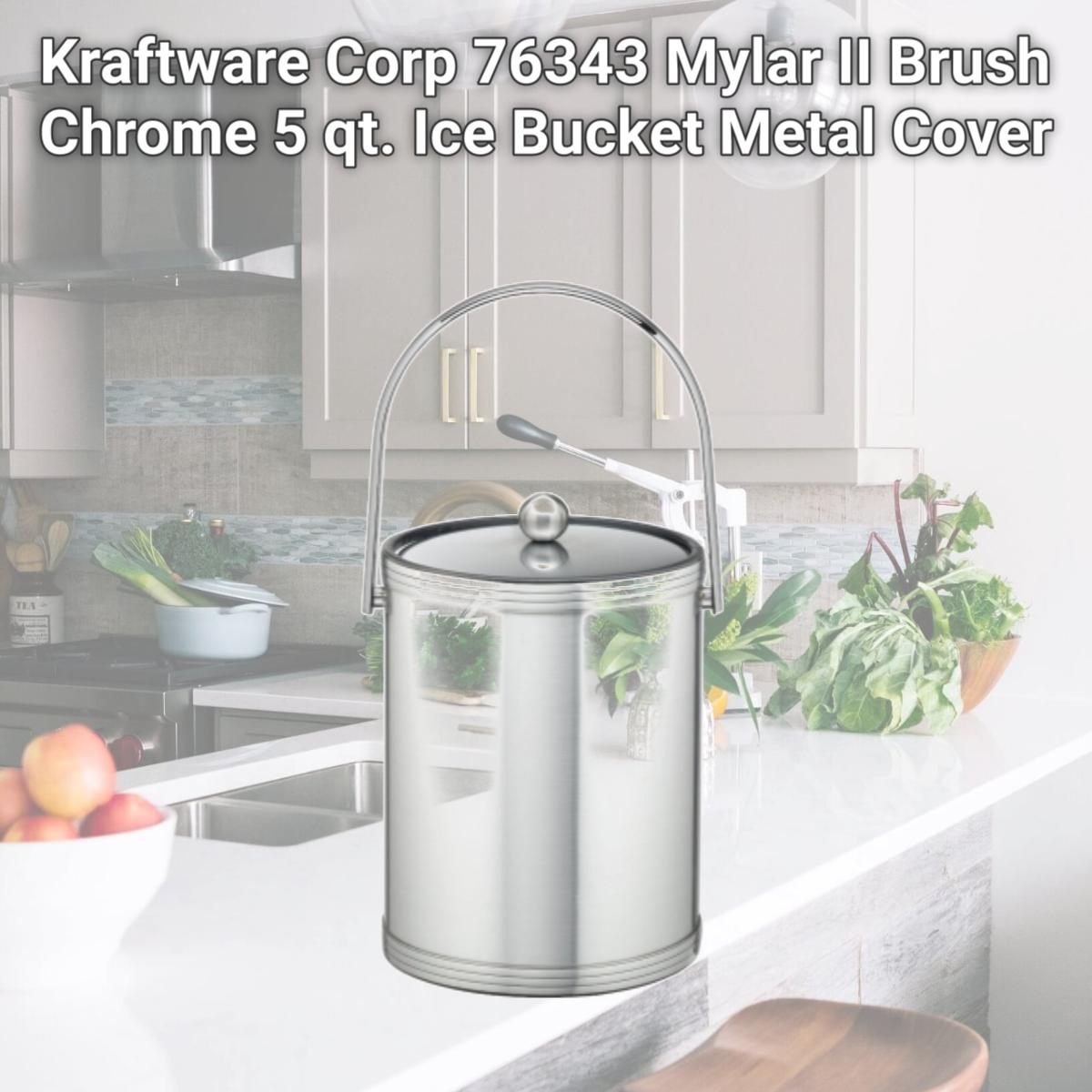 Picture of Kraftware Corp 76343 Mylar II Brush Chrome 5 qt. Ice Bucket Metal Cover
