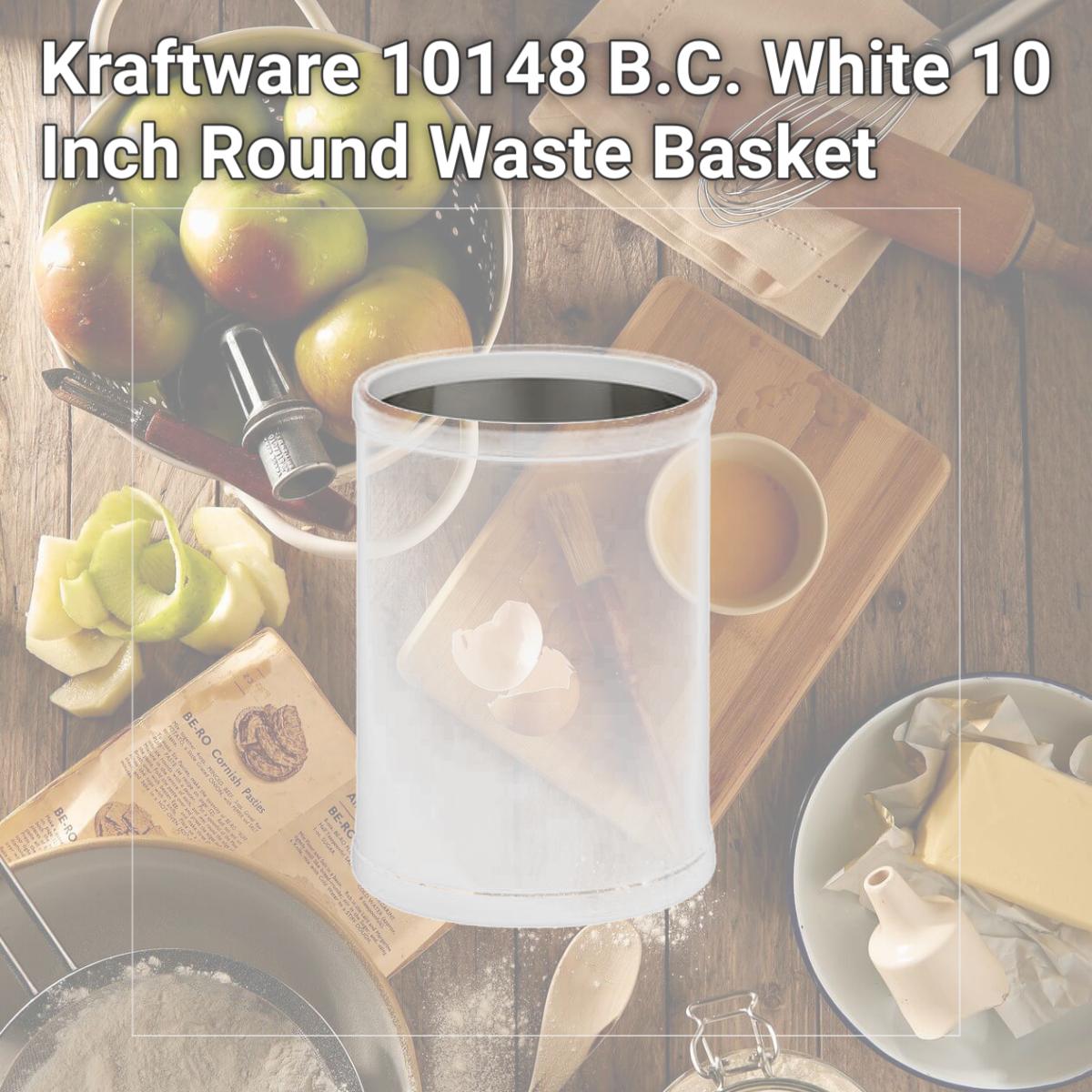 Picture of Kraftware 10148 B.C. White 10 Inch Round Waste Basket