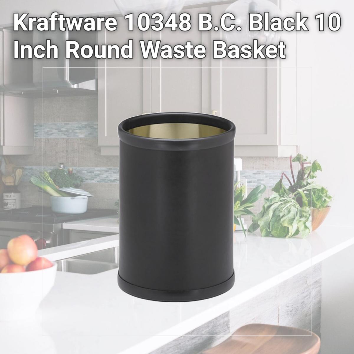 Picture of Kraftware 10348 B.C. Black 10 Inch Round Waste Basket
