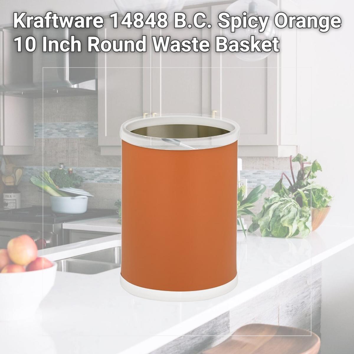 Picture of Kraftware 14848 B.C. Spicy Orange 10 Inch Round Waste Basket