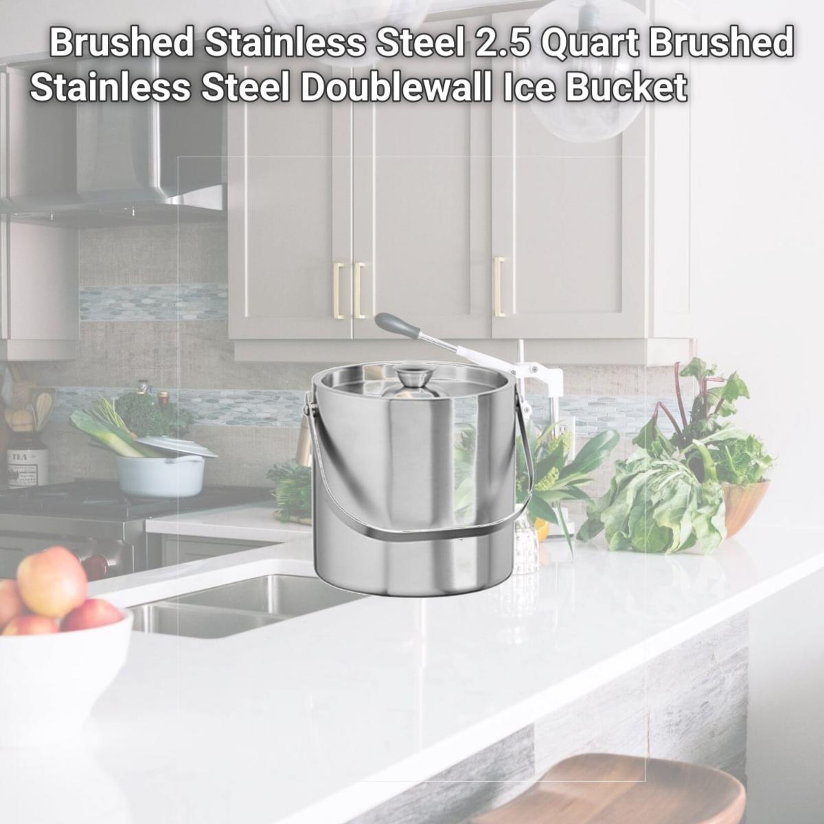 Picture of Kraftware 71407 Brushed Stainless Steel 2.5 Quart Brushed Stainless Steel Doublewall Ice Bucket