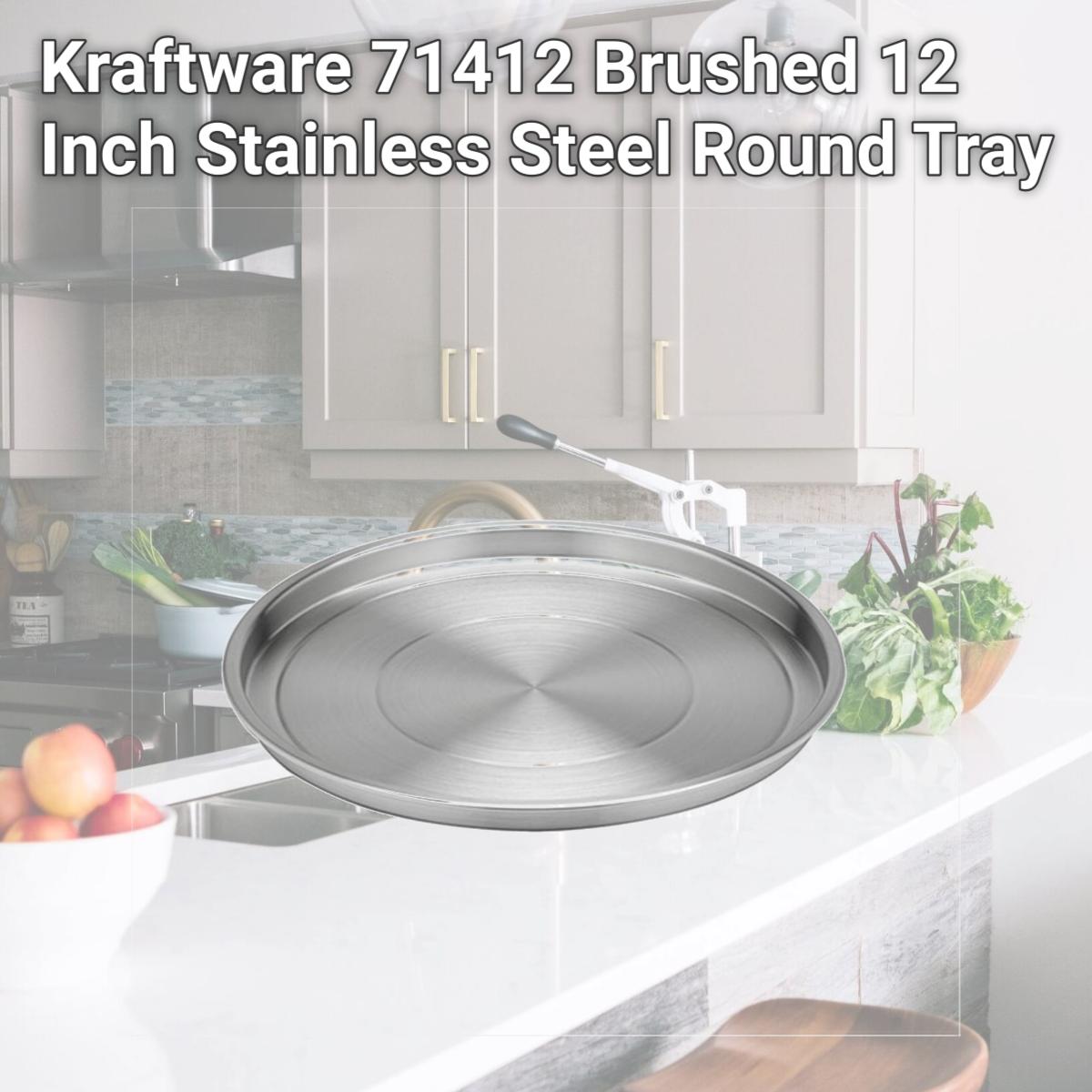 Picture of Kraftware 71412 Brushed 12 Inch Stainless Steel Round Tray