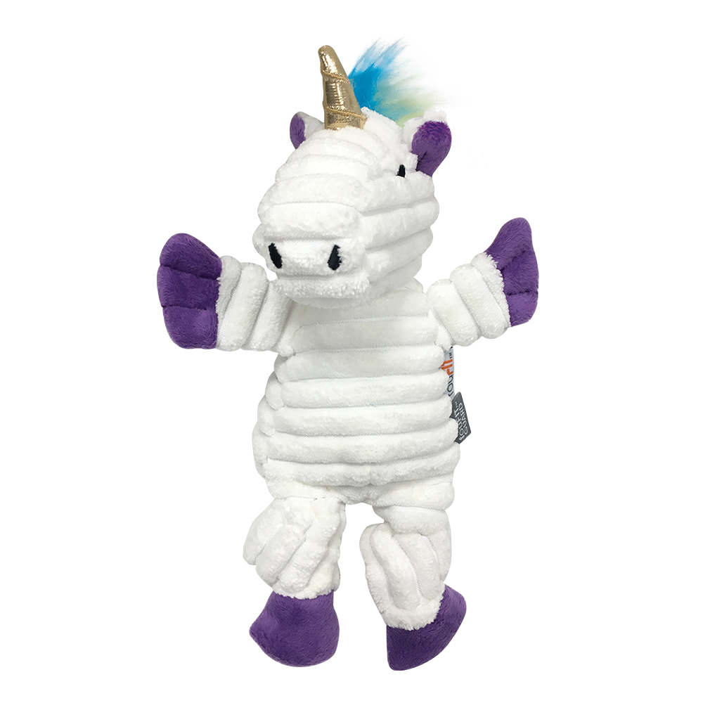 Fou 85662 10 In. Rainbow Bright Knotted Toy, Unicorn White - Small