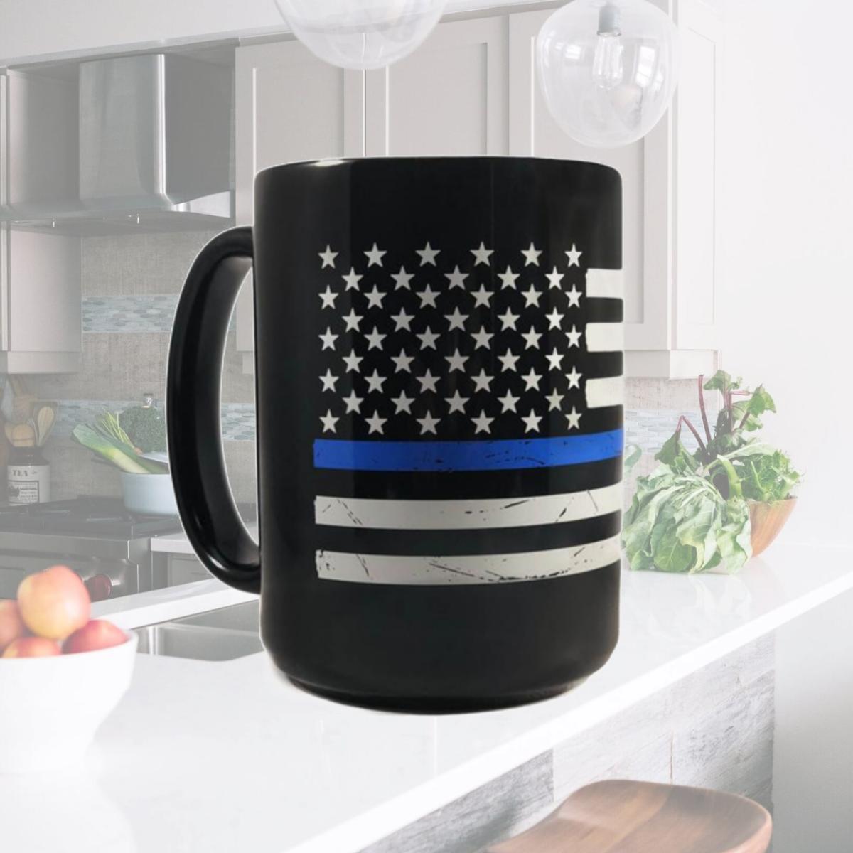 Picture of Thin Blue Line TBL-MUG-DIST-TBL-11 11 oz Thin Blue Line American Coffee Mug