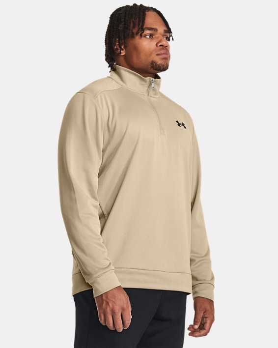 Under Armour 1373358299SM 0.75 Zip Armour Fleece T-Shirt, City Khaki & Black - Small