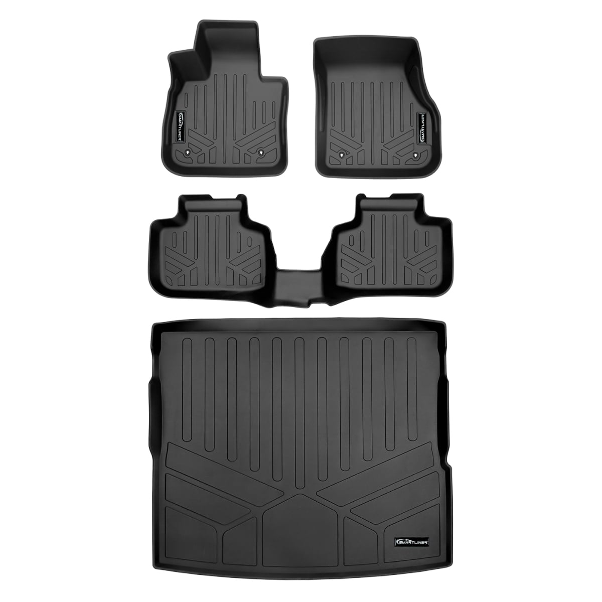 SA0481-B0481-D0481 Custom 2 Rows Behind Set Cargo Fits Floor Mats & Cargo Liner Without Spare Tire for 2016-2022 BMW X1, Black
