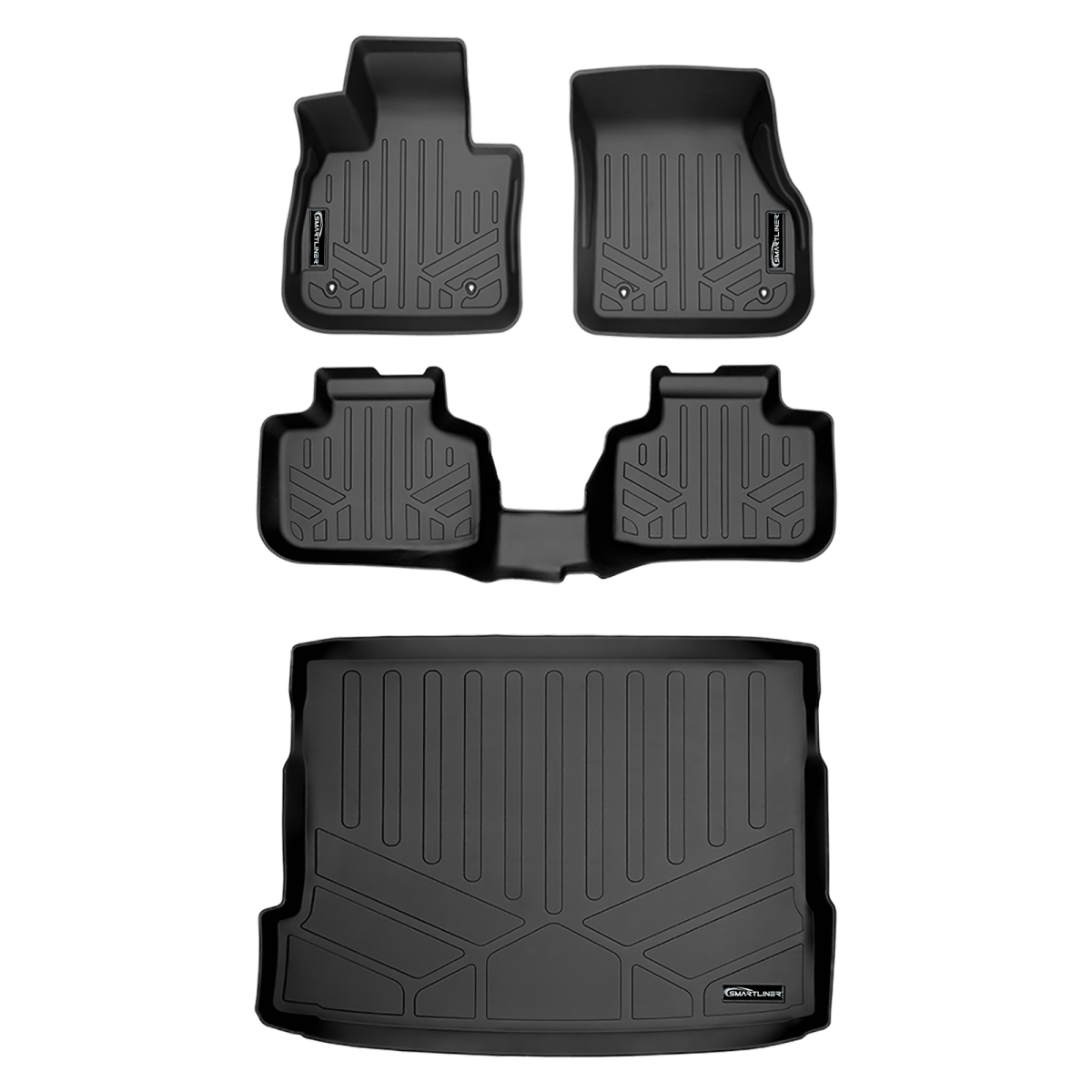 SA0481-B0481-D0483 2 Rows & Cargo Liner Behind 2nd Row Floor Mats Set, Black