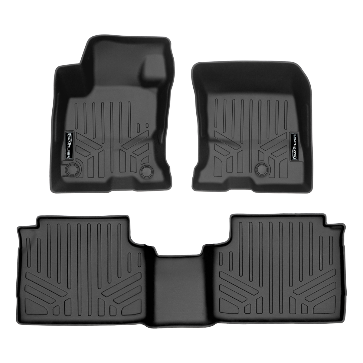 SA0505-B0505 All Weather Custom Fit 2 Row Hybrid Models Only Floor Mats Liner Set for 2020-2021 Ford Escape, Black