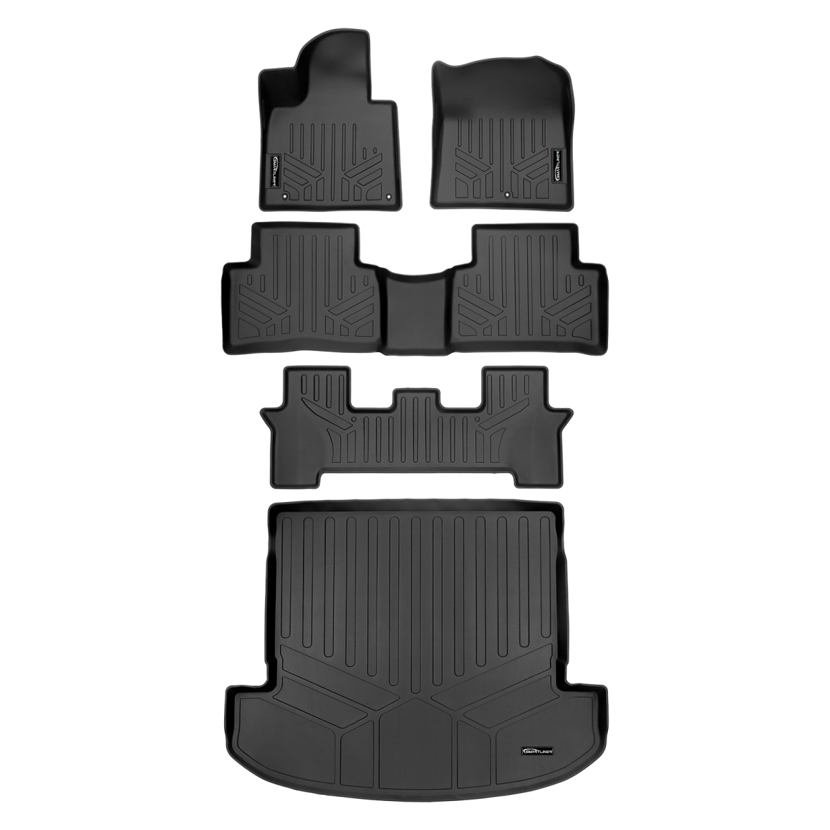 SA0547-B0547-C0547-D0547 Custom Fit 3 Row Behind 2nd Row Floor Mats & Cargo Liner Set for 2021-2023 Kia Sorento, Black