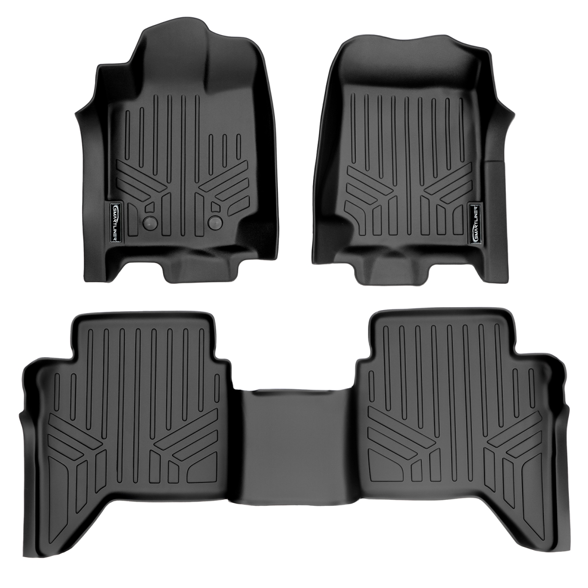 SA0322-B0322 Custom Fit 2 Row Floor Mats Liner Set for 2015-2018 Ford Ranger - Crew Cab Export Model, Black