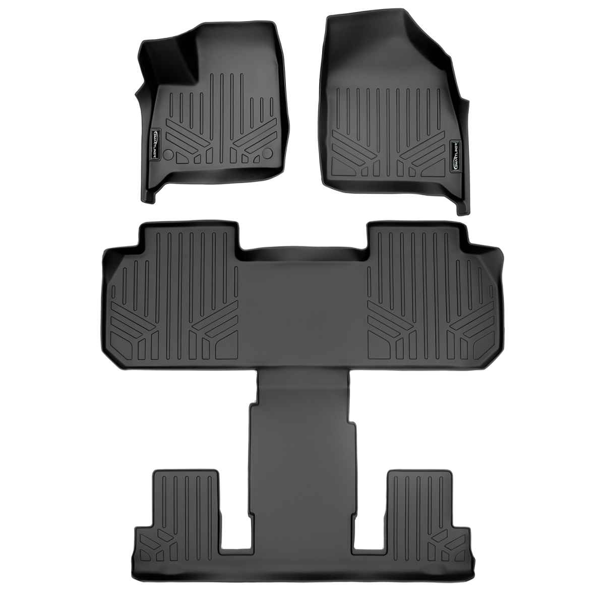SA0345-B0345 Custom Fit 3 Row Floor Mats Liner Set with 2nd Row Bucket Seats for 2018-2022 Buick Enclave, Black