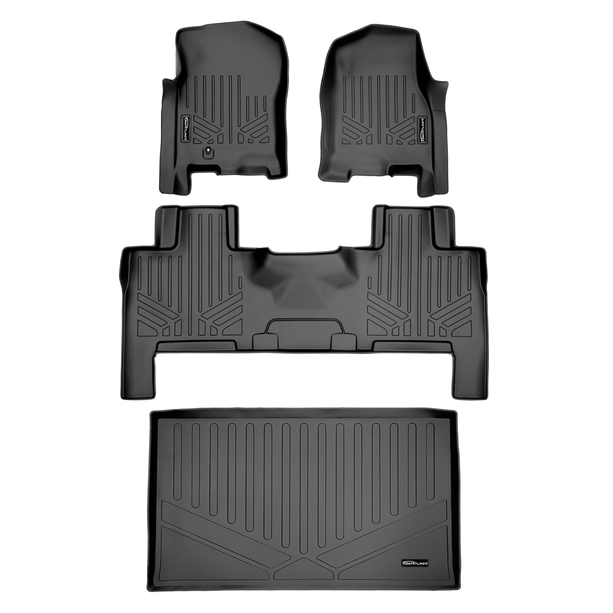 SA0346-B0183-E0185 Custom Fit Behind 3rd Row Floor Mats & Cargo Liner Set for 2007-2010 Ford Expedition, Black