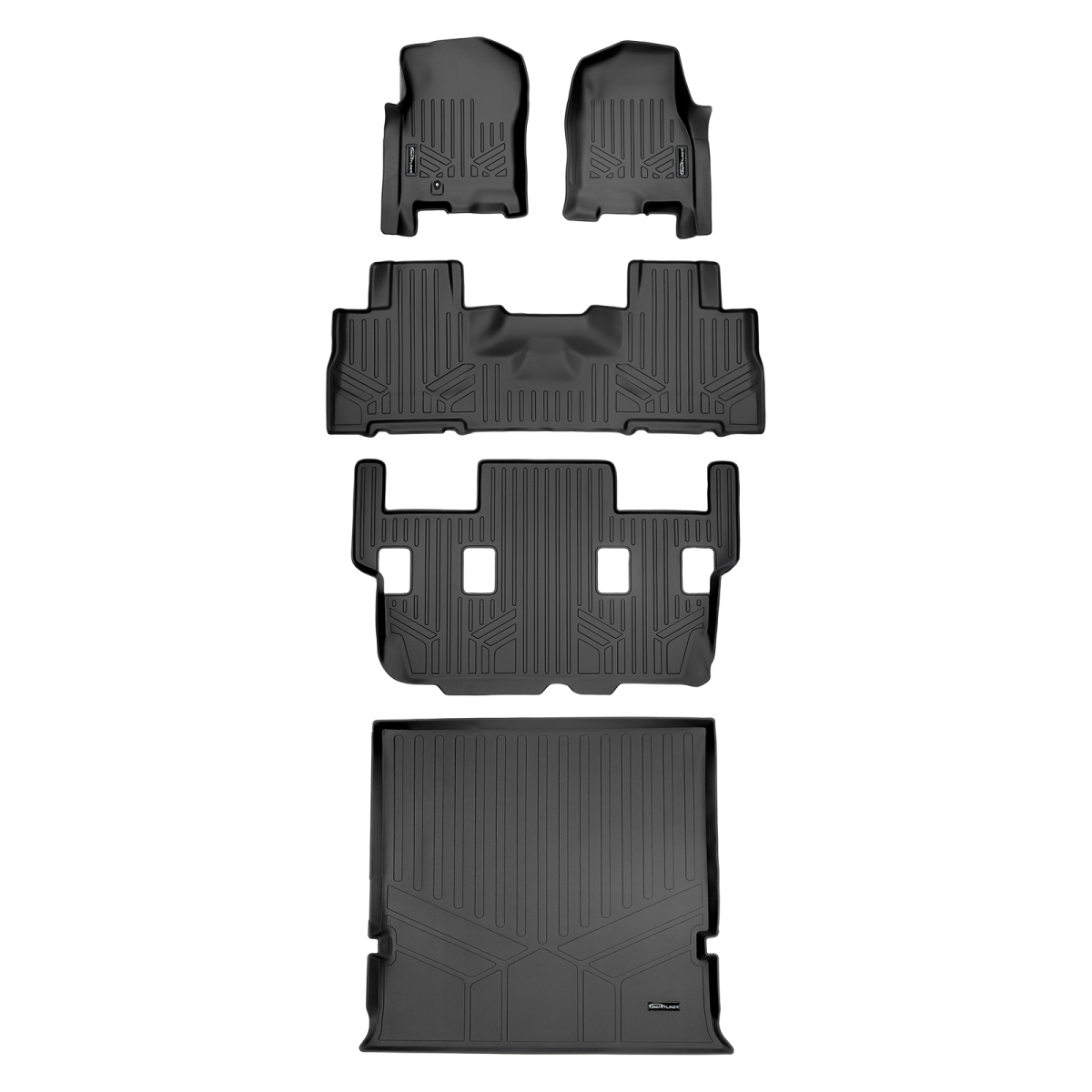 SA0346-B0303-C0184-D0183 Floor Mats & Cargo Liner Set with 2nd Row Bucket Seats for 2007-2010 Ford Expedition & Lincoln Navigator, Black