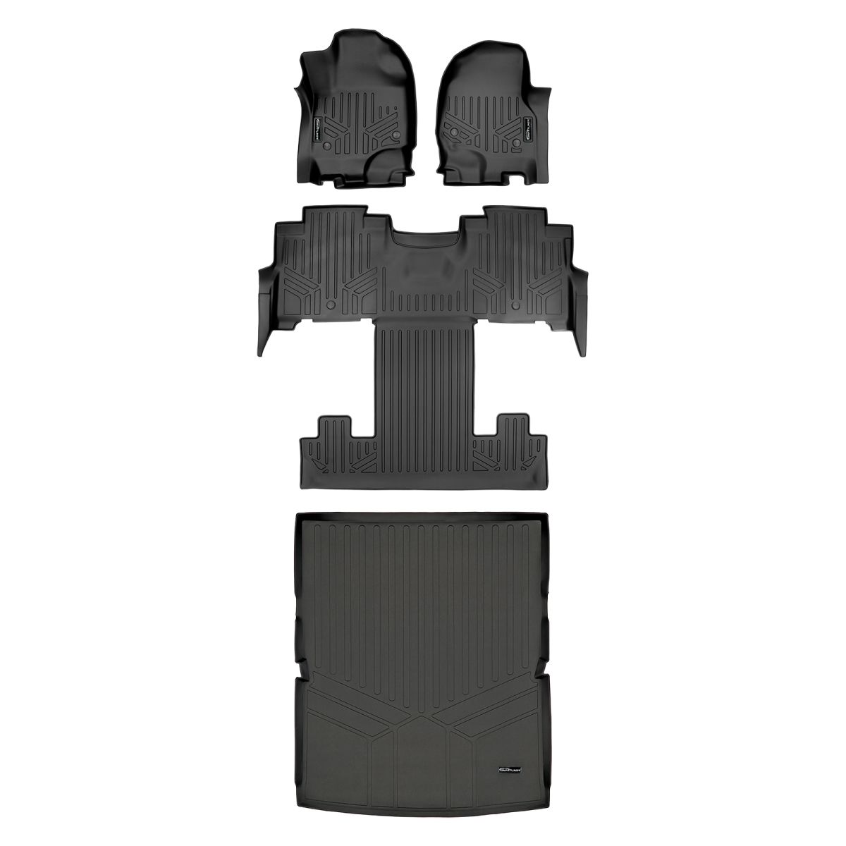 SA0350-B0350-D0351 Behind 2nd Row Floor Mats & Cargo Liner Set with Bucket Seats for 2018-2022 Ford Expedition, Black