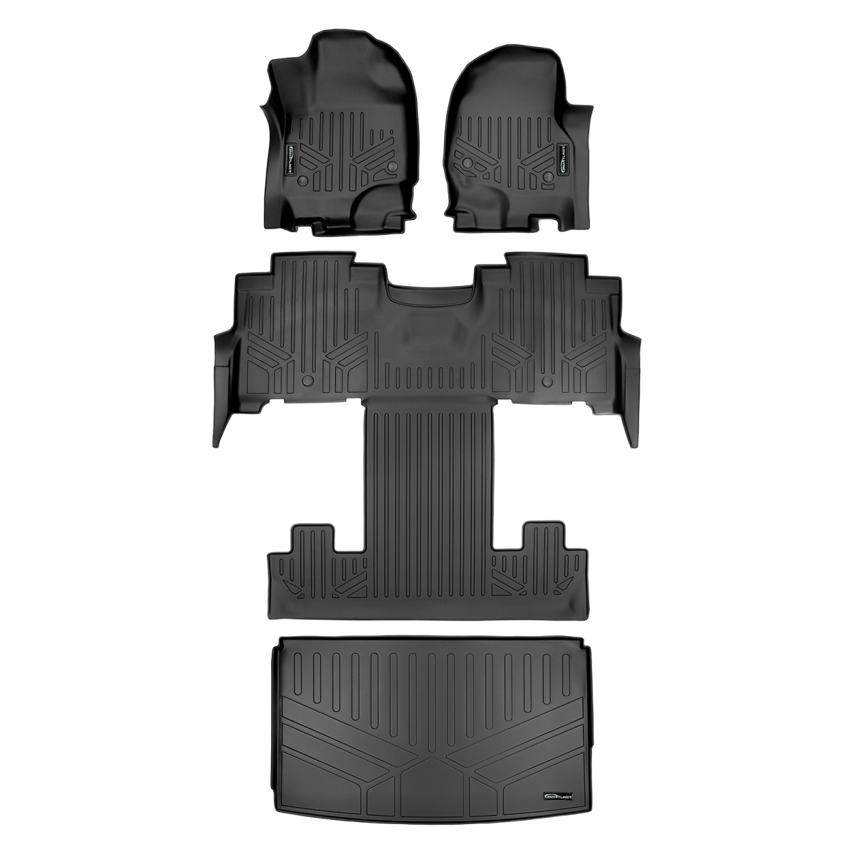 SA0350-B0350-E0351 Behind 3rd Row Floor Mats & Cargo Liner Set for 2018-2022 Ford Expedition, Black