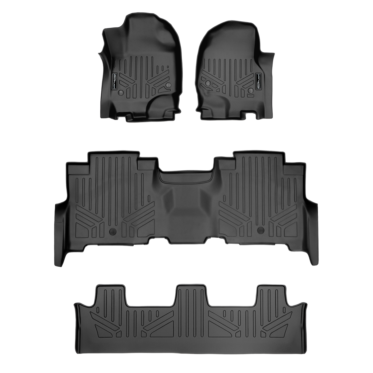 SA0350-B0351-C0351 3 Row Floor Mats Liner Set with 2nd Row Bench Seat for 2018-2022 Ford Expedition, Black