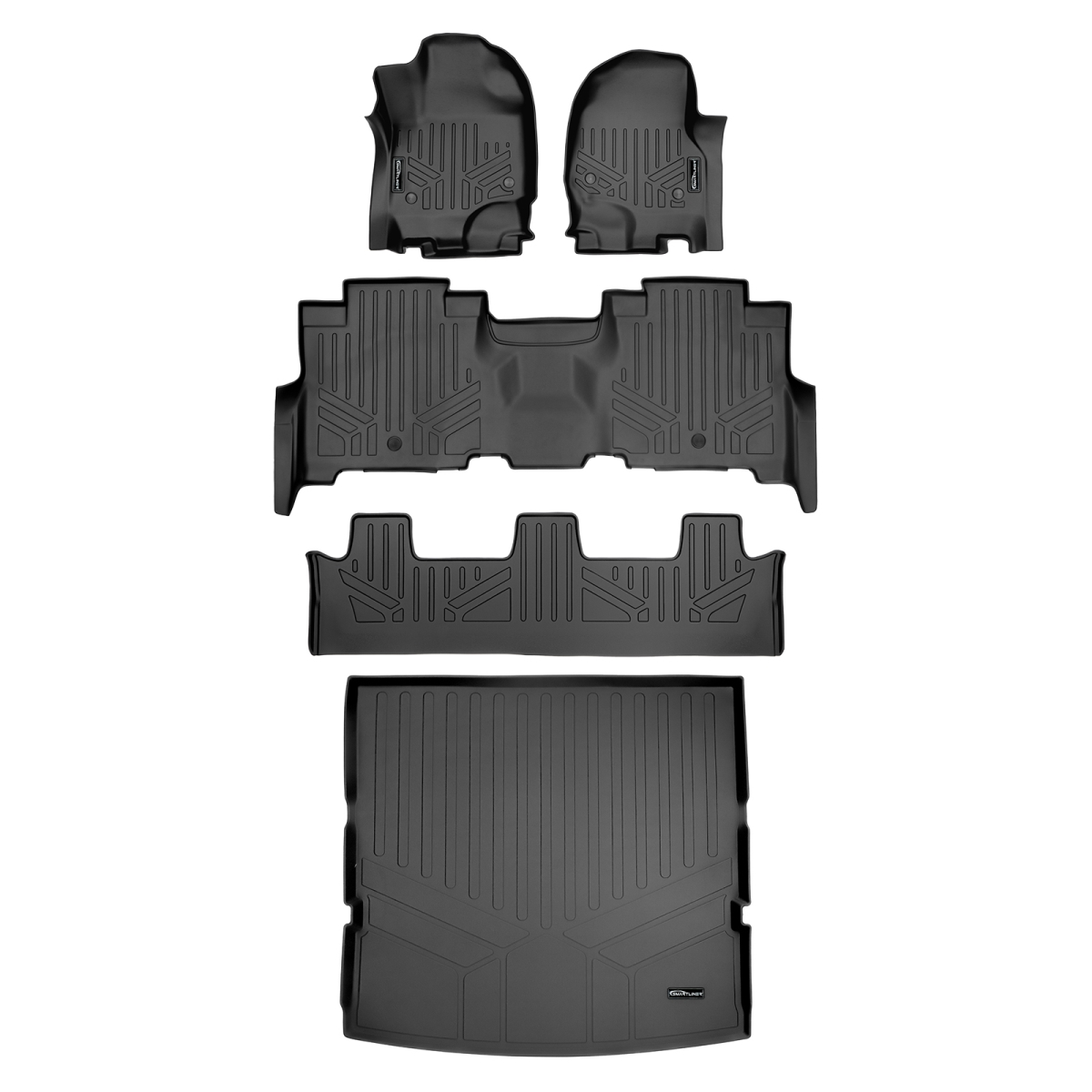 SA0350-B0351-C0351-D0350 Behind 2nd Row Floor Mats & Cargo Liner Set Bench Seat for 2018-2022 Ford Expedition, Black
