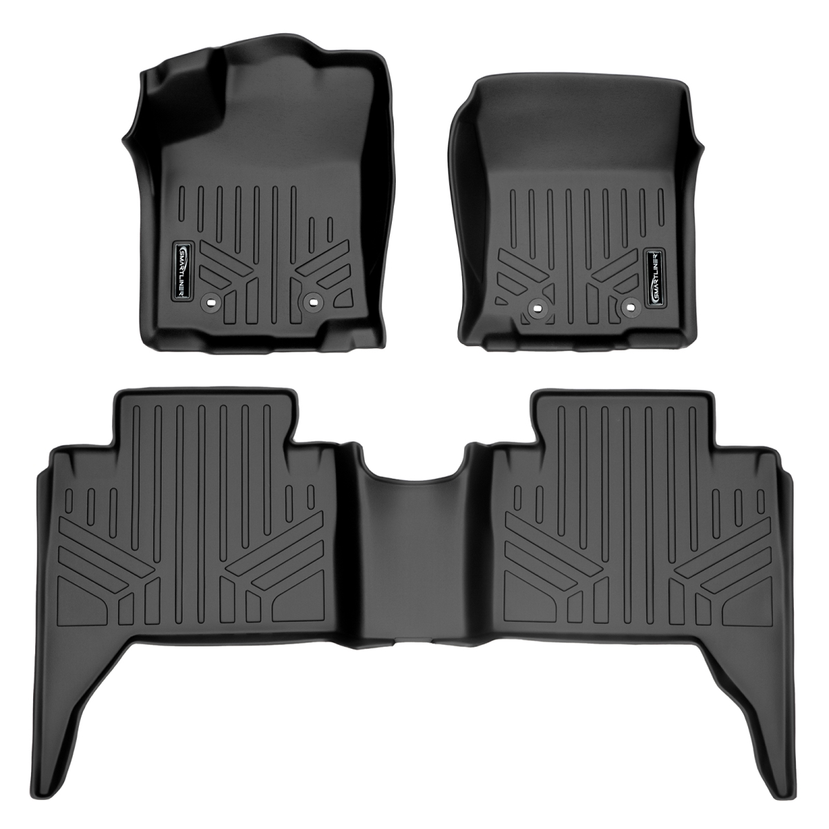 SA0354-B0207 Custom Fit 2 Row Floor Mats Liner Set for 2018-2021 Toyota Tacoma - Double Cab, Black