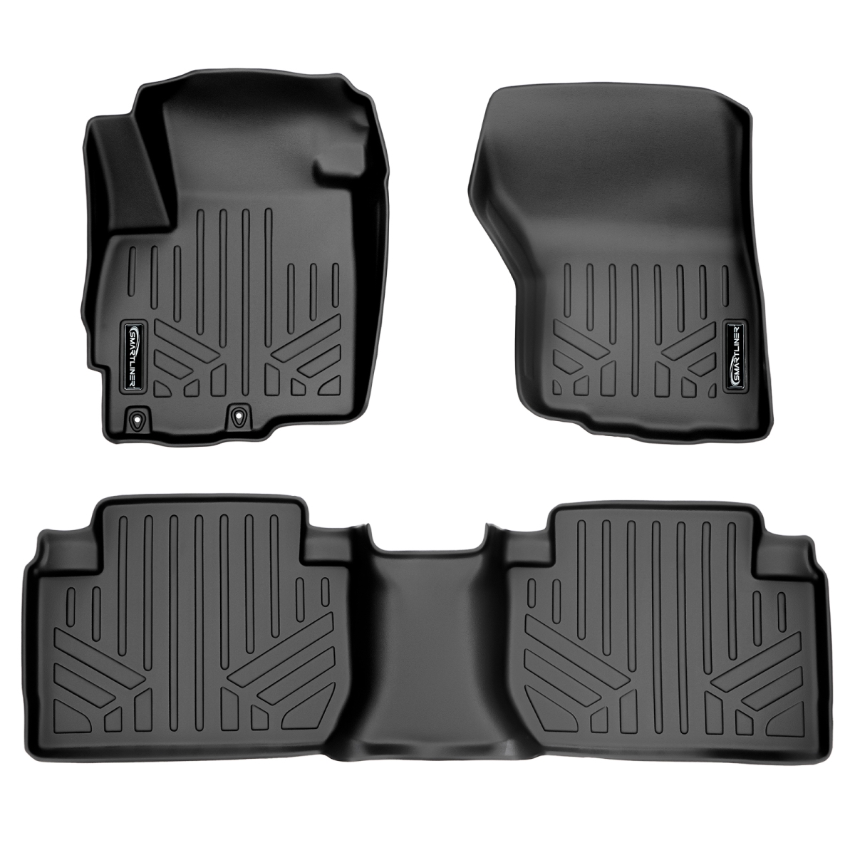 SA0355-B0355 Custom Fit 2 Row Floor Mats Liner Set for 2011-2021 Mitsubishi Outlander, Black