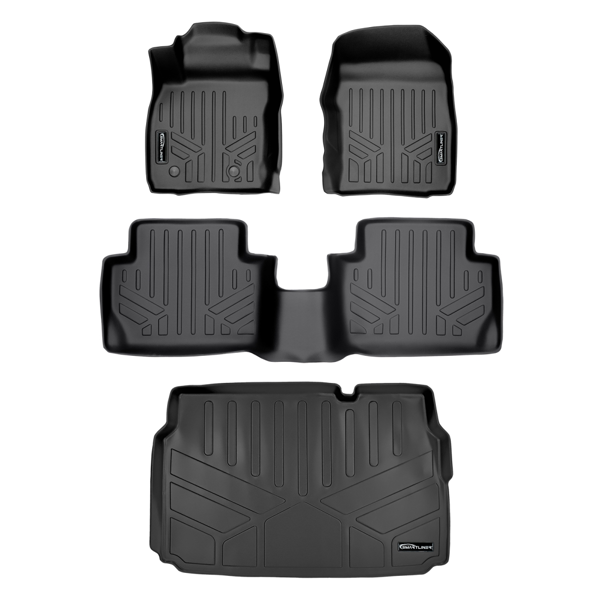 SA0360-B0360-D0360 Custom Fit 2 Rows & Cargo Floor Mats Liner Set for 2018-2021 Ford Ecosport, Black