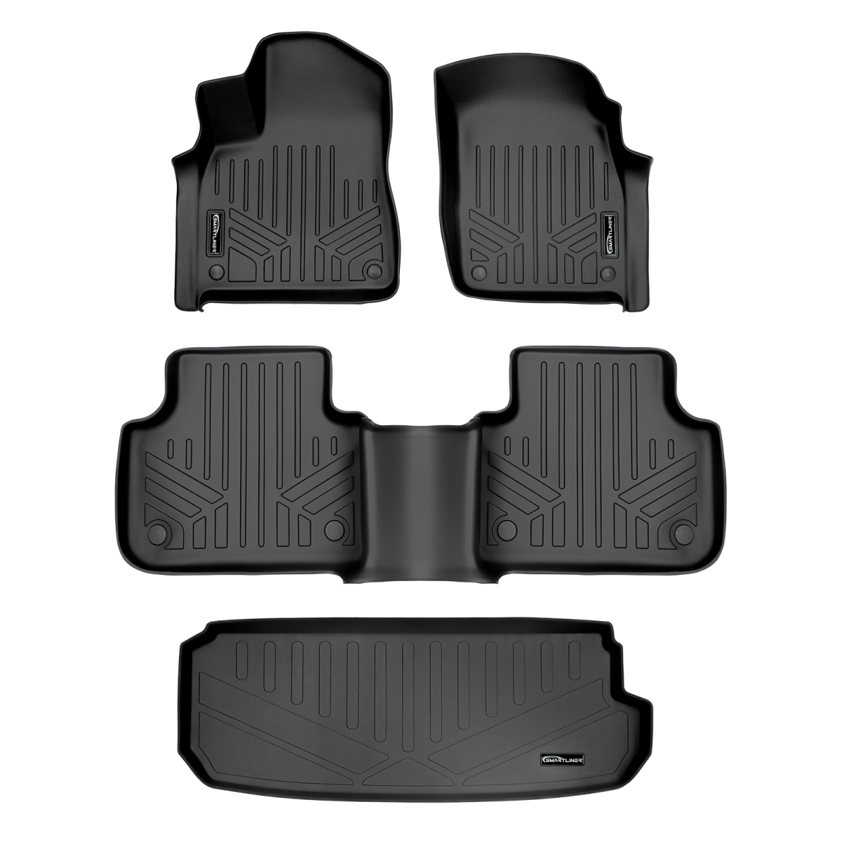 SA0364-B0364-E0364 Custom Fit 2 Rows Behind 3rd Row Floor Mats & Cargo Liner Set for 2017-2022 Audi Q7 - All Models, Black