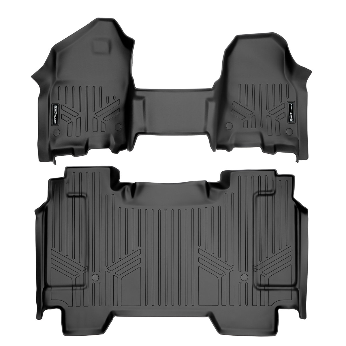 SA0373-B0369 2 Row Crew Cab Floor Mats Liner Set with First Row Bench Seat Without Rear Underseat Storage for 2019-2022 Ram 1500, Black