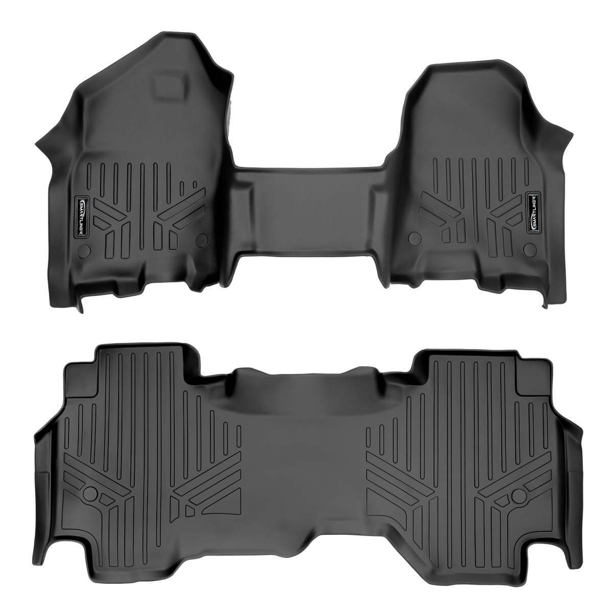 SA0373-B0370 2 Row Quad Cab Floor Mats Liner Set with Front Row Bench Seat Only for 2019-2021 Ram 1500, Black