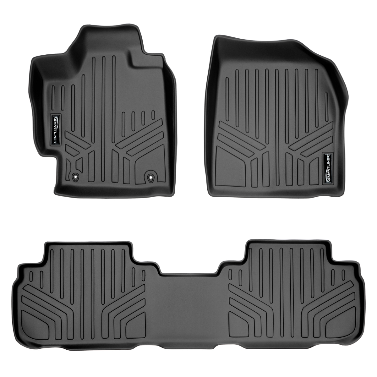 SA0038-B0037 Custom Fit 2 Row Floor Mats Liner Set for 2008-2013 Toyota Highlander - Non Hybrid, Black