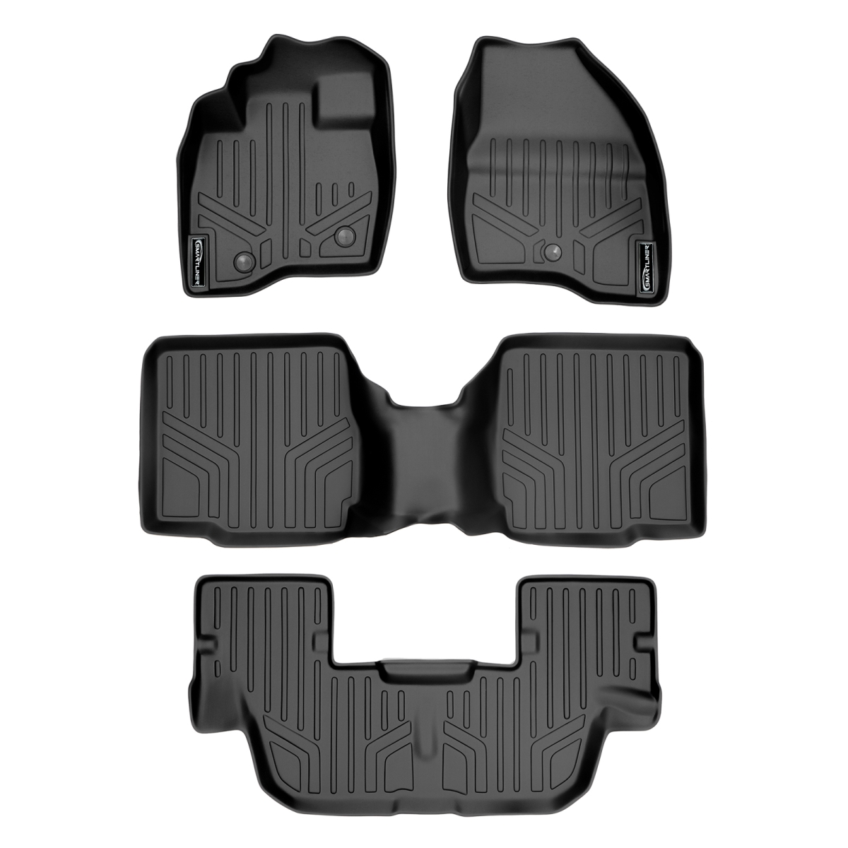 SA0082-B0109-C0082 Custom Fit 3 Row Floor Mats Liner Set with 2nd Row Center Console for 2011-2014 Ford Explorer, Black