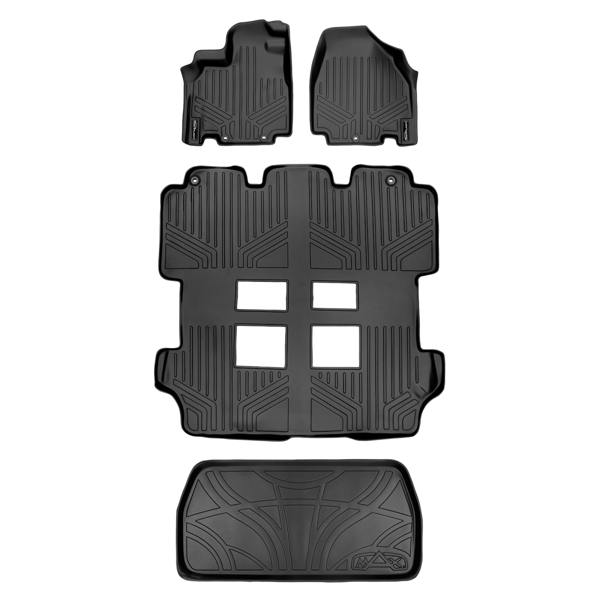 SA0103-B0103-D0103 Custom Fit 3 Rows Floor Mats & Cargo Liner Set for 2011-2017 Honda Odyssey - All Models, Black