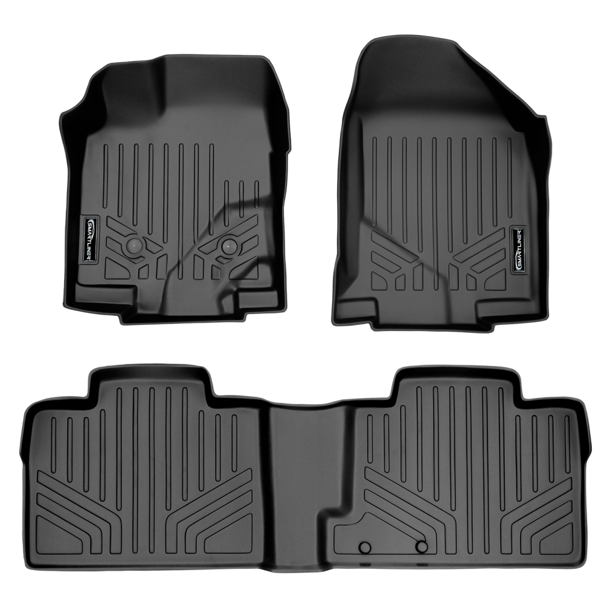 SA0118-B0035 Custom Fit 2 Row Floor Mats Liner Set for 2011-2014 Ford Edge, Black