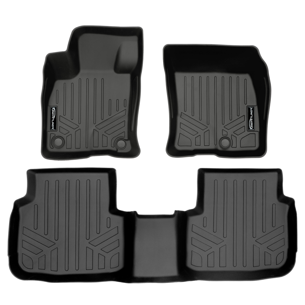 SA0477-B0477 All Weather Custom Fit 2 Row Floor Mats Liner Set for 2020-2021 Ford Escape, Black