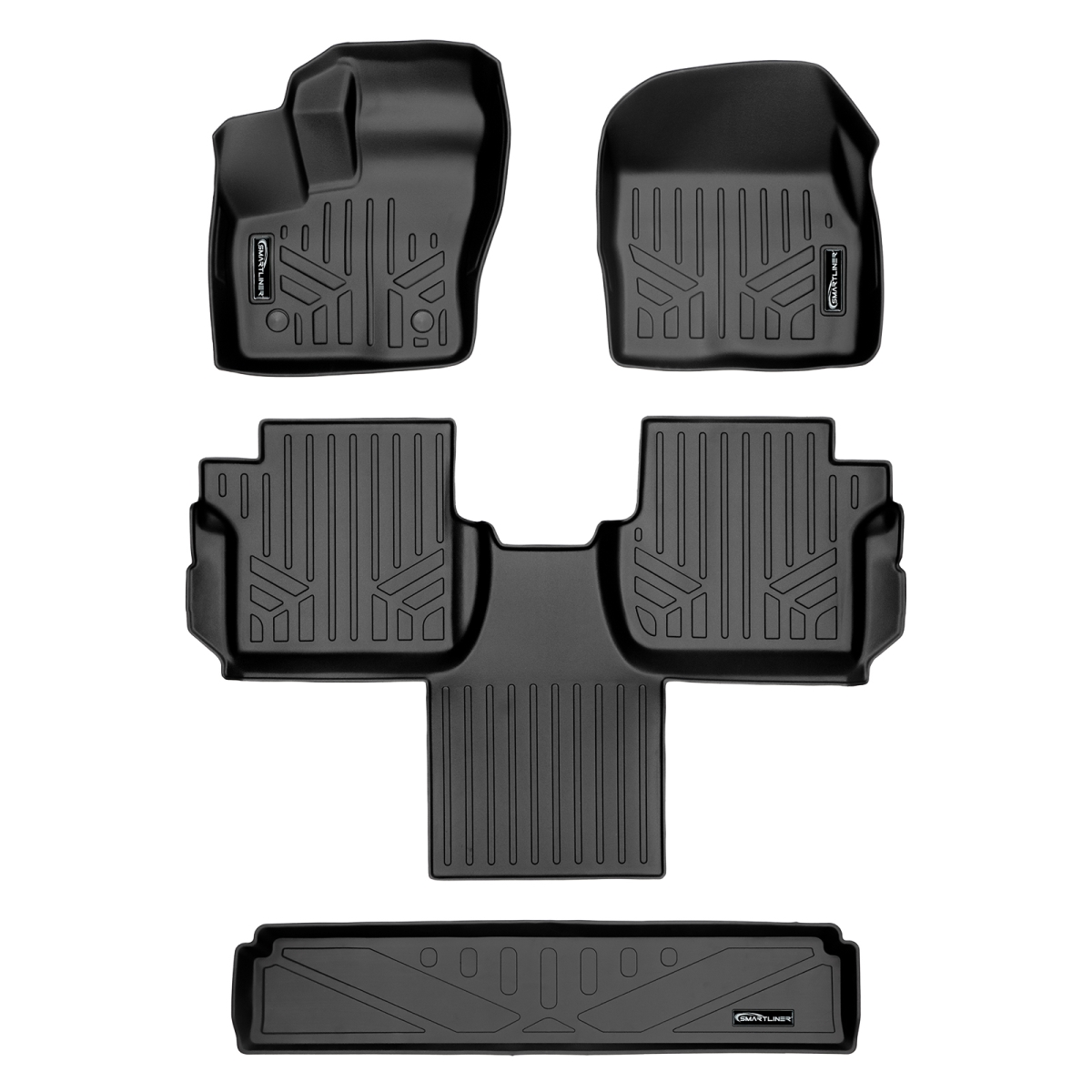 SA0363-B0478-E0478 48 x 32 x 6 in. Floor Mats 2 Rows & Cargo Liner Behind 3rd Row for 2016-2021 Ford Transit Connect, Black