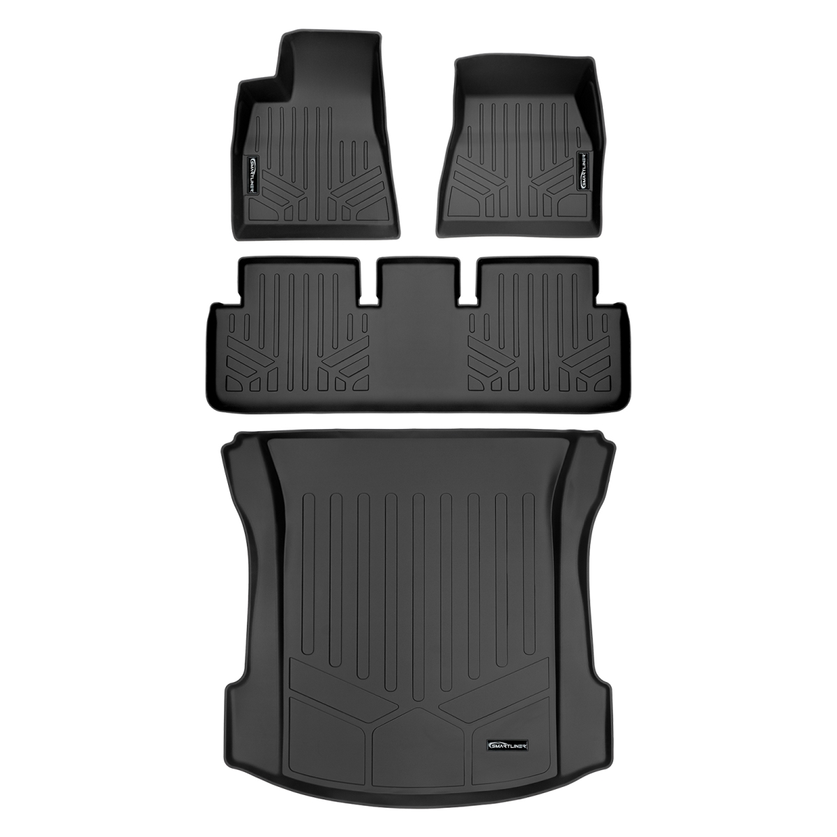 SA0456-B0456-D0456 All Weather Custom Fit 2 Rows & Rear Floor Mats & Cargo Liner for 2017-2021 Tesla Model 3, Black